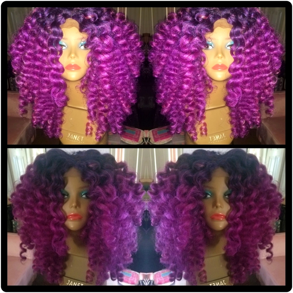 Purple multi colored 18in Wig